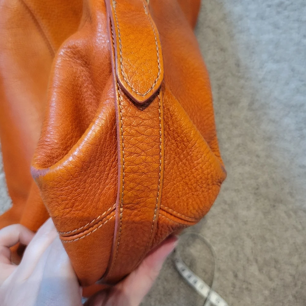 Brahmin Hailey Soft Orange Pebble Leather Hobo Bag